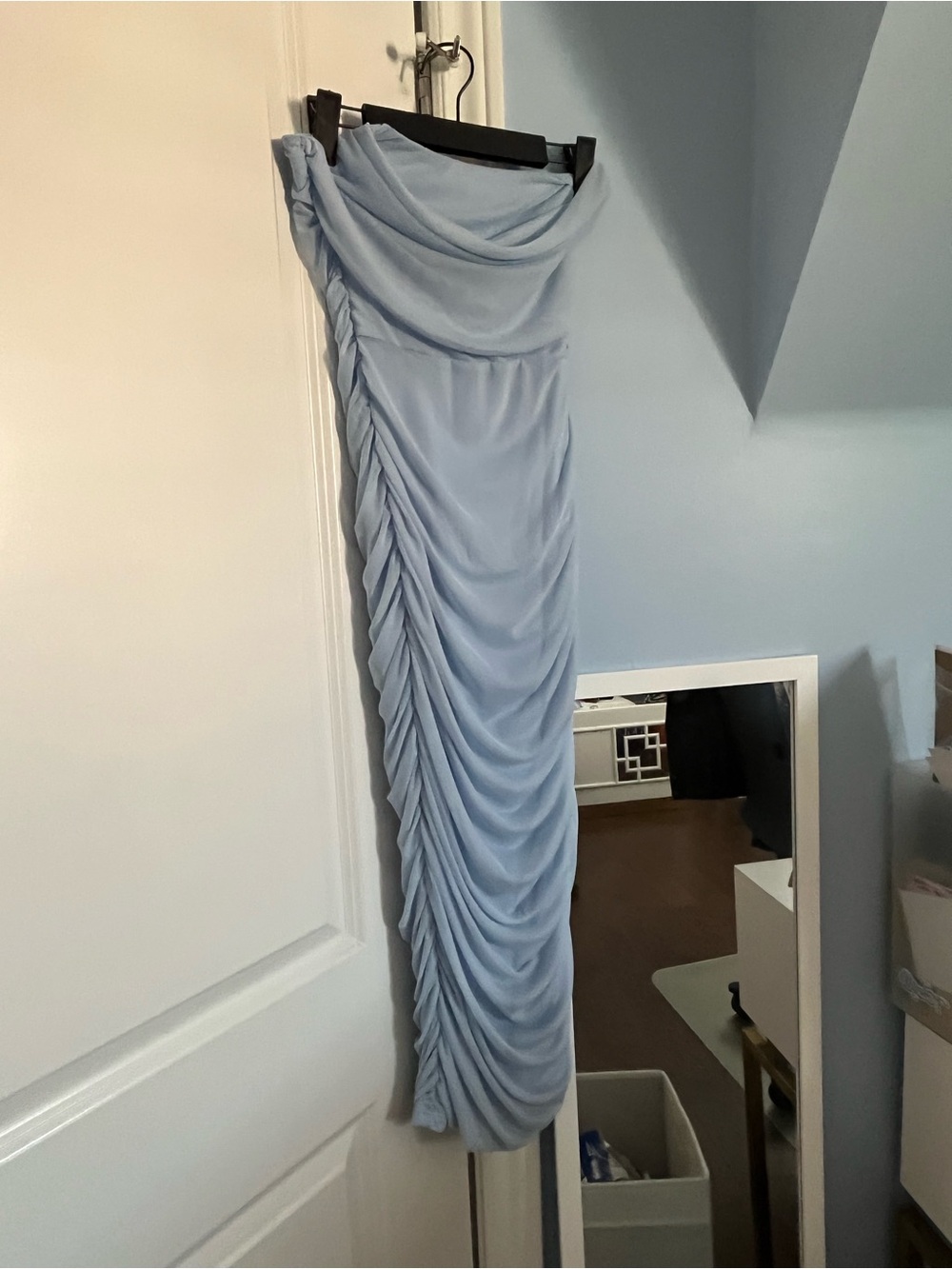 Streetwear Society Light Blue Ruched Midi Skirt